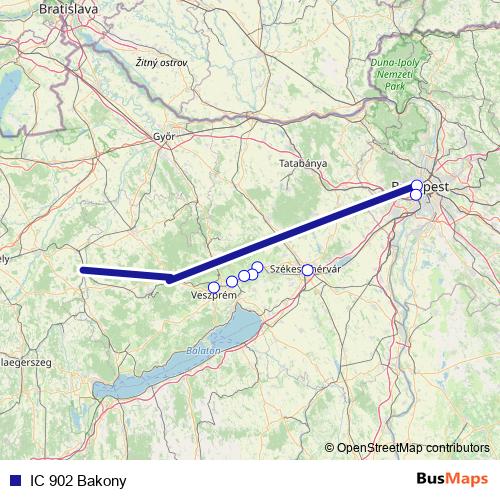 IC 902 Bakony rail Line Map