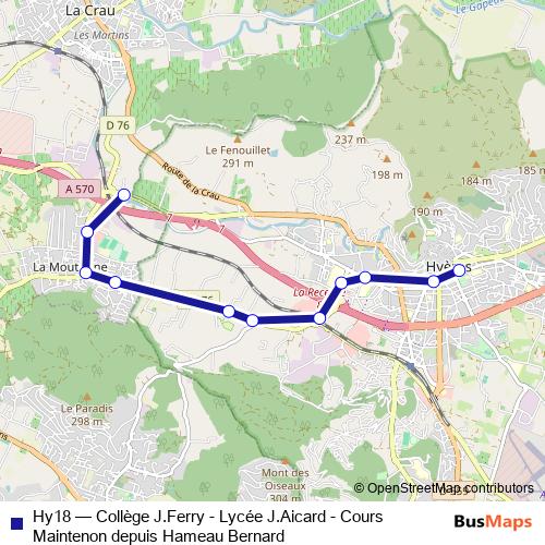 Hy18 bus Line Map