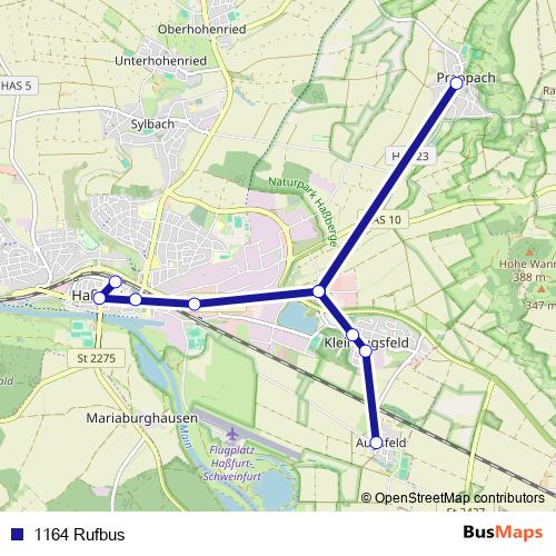1164 Rufbus bus Line Map