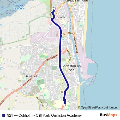 921 bus Line Map