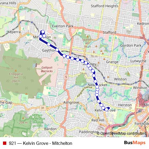 921 bus Line Map
