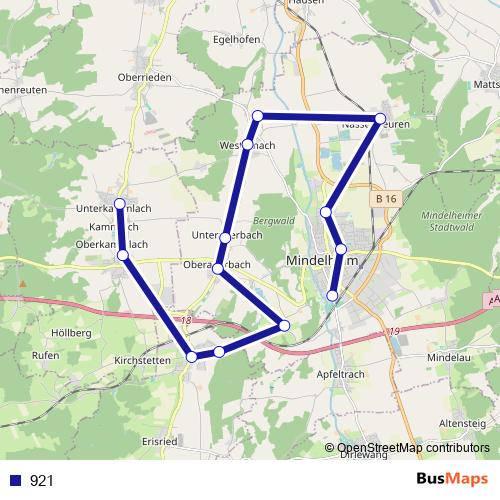 921 bus Line Map