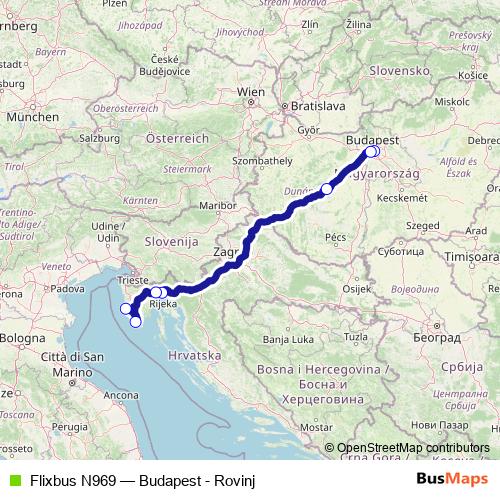 Flixbus N969 bus Line Map