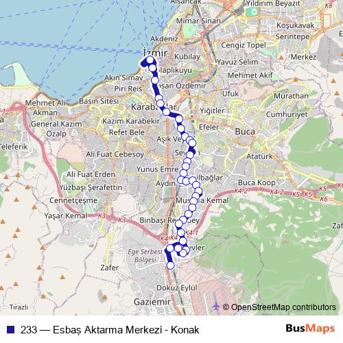 233 bus Line Map