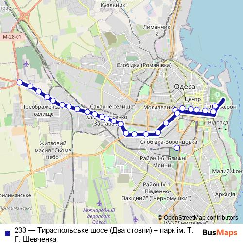 233 bus Line Map