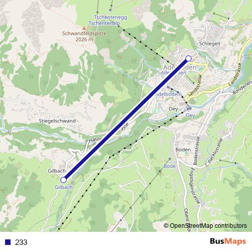 233 bus Line Map