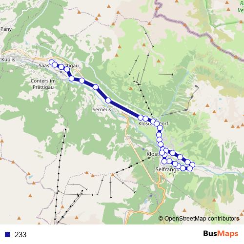 233 bus Line Map