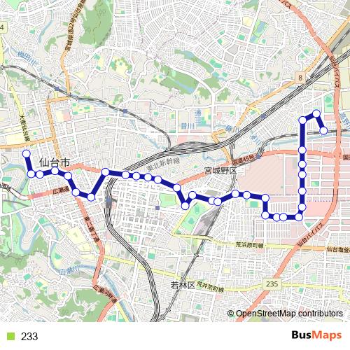 233 bus Line Map