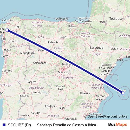 SCQ-IBZ (Fr) air Line Map