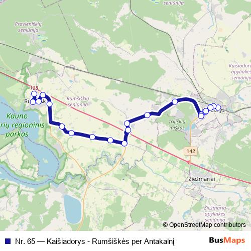 Nr. 65 bus Line Map
