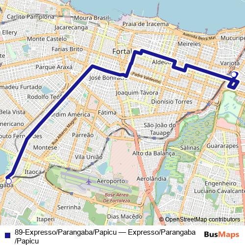 89-Expresso/Parangaba/Papicu bus Line Map