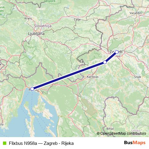 Flixbus N958a bus Line Map