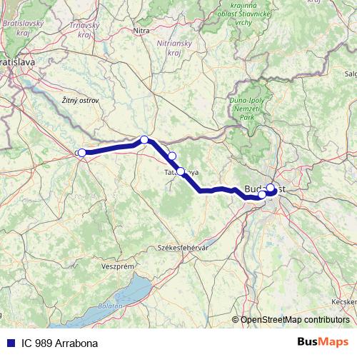 IC 989 Arrabona rail Line Map