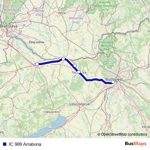 IC 989 Arrabona rail Line Map