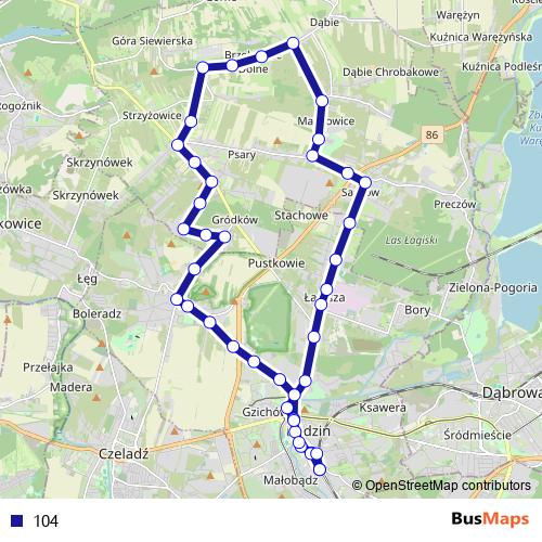 104 bus Line Map