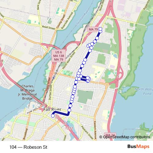 104 bus Line Map