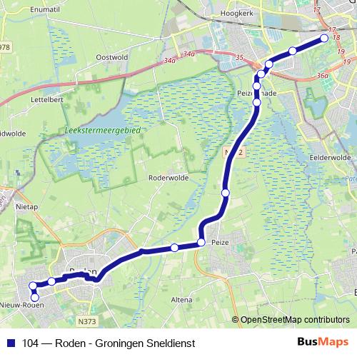 104 bus Line Map