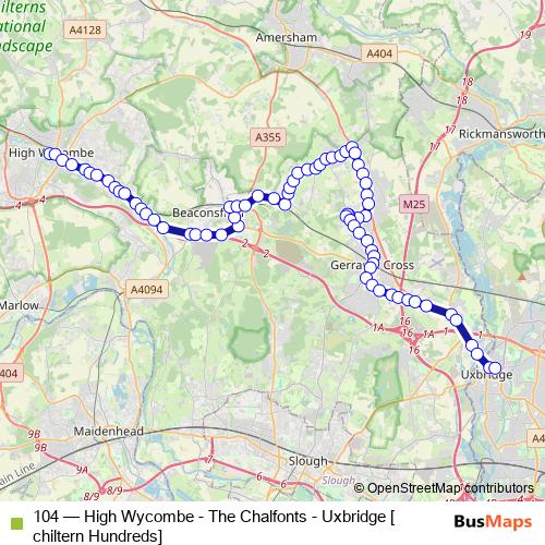 104 bus Line Map