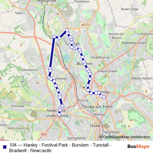 104 bus Line Map