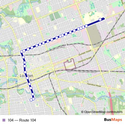 104 bus Line Map