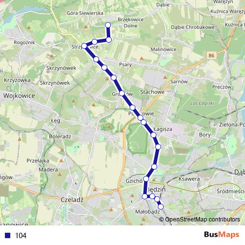 104 bus Line Map