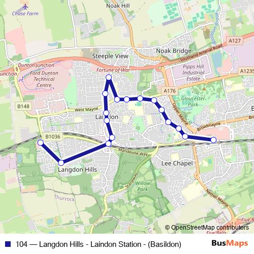 104 bus Line Map