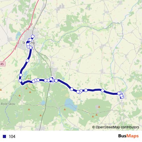 104 bus Line Map