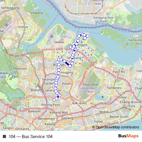 104 bus Line Map