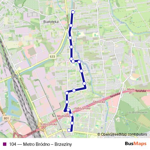 104 bus Line Map