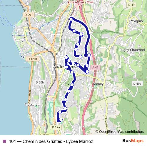 104 bus Line Map