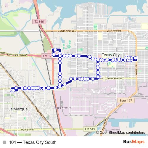 104 bus Line Map