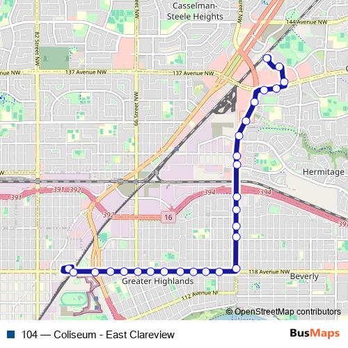104 bus Line Map