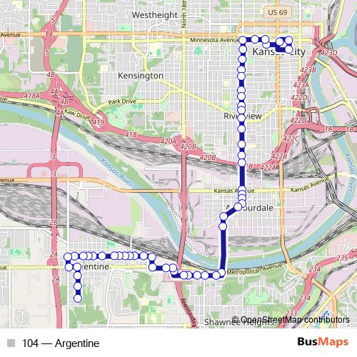 104 bus Line Map