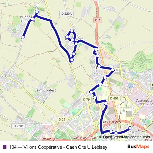 104 bus Line Map