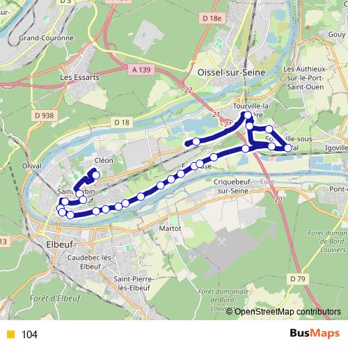 104 bus Line Map