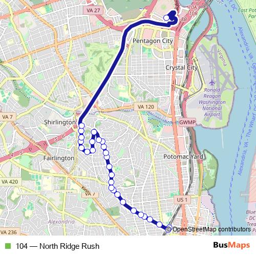 104 bus Line Map