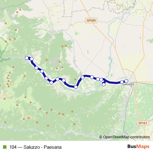 104 bus Line Map