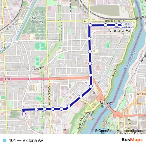 104 bus Line Map