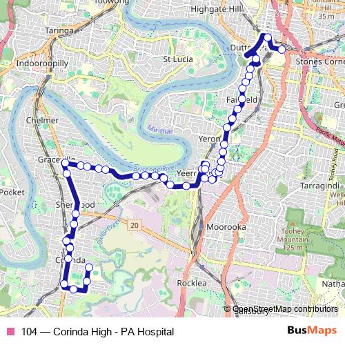 104 bus Line Map