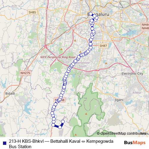 213-H KBS-Bhkvl bus Line Map