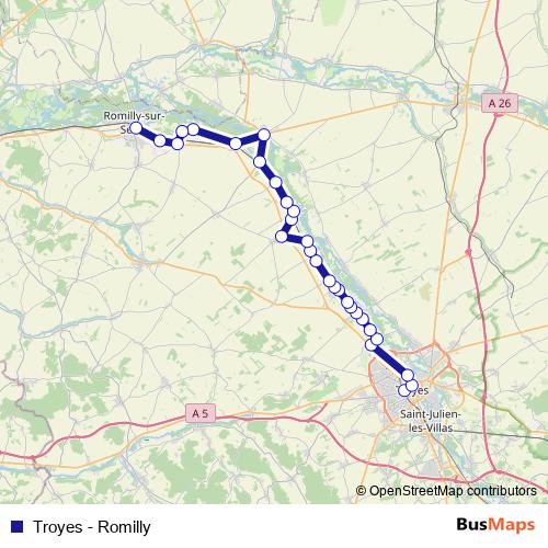 Troyes - Romilly bus Line Map