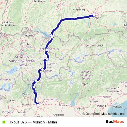 Flixbus 076 bus Line Map
