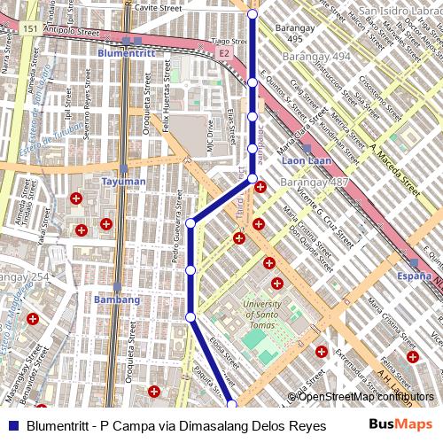 Blumentritt - P Campa via Dimasalang Delos Reyes bus Line Map
