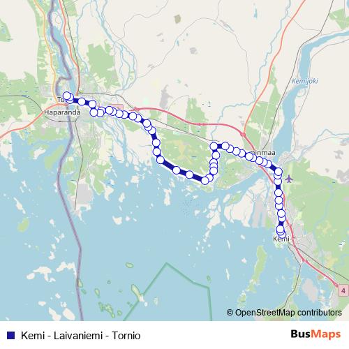 Kemi - Laivaniemi - Tornio bus Line Map