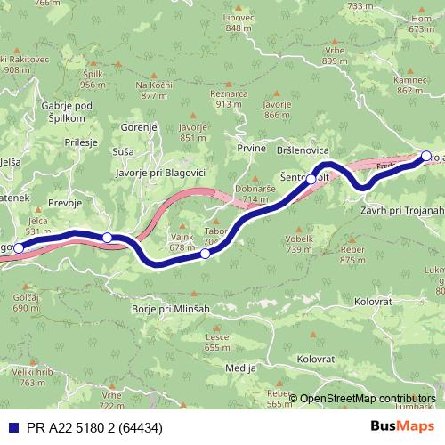 PR A22 5180 2 (64434) bus Line Map