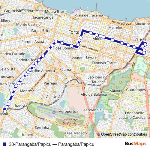 38-Parangaba/Papicu bus Line Map