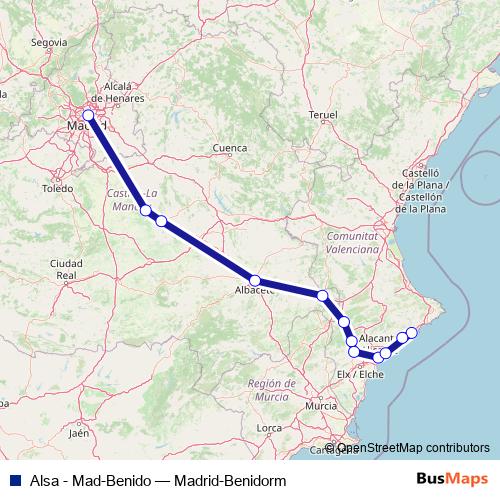Alsa - Mad-Benido bus Line Map