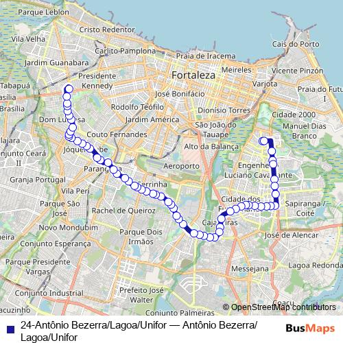 24-Antônio Bezerra/Lagoa/Unifor bus Line Map