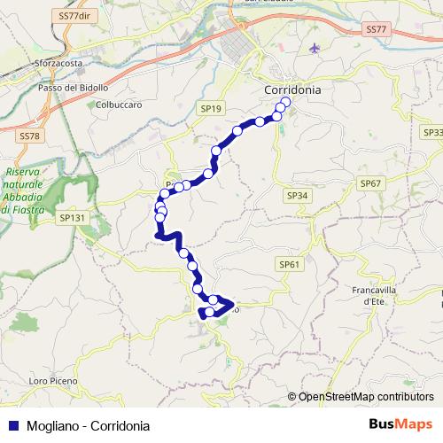 Mogliano - Corridonia bus Line Map