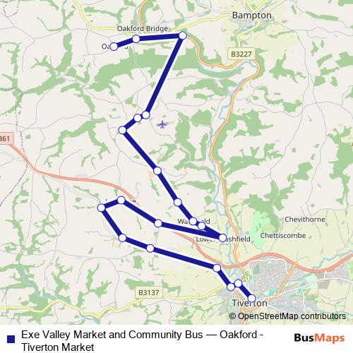 Exe Valley Market and Community Bus bus Line Map